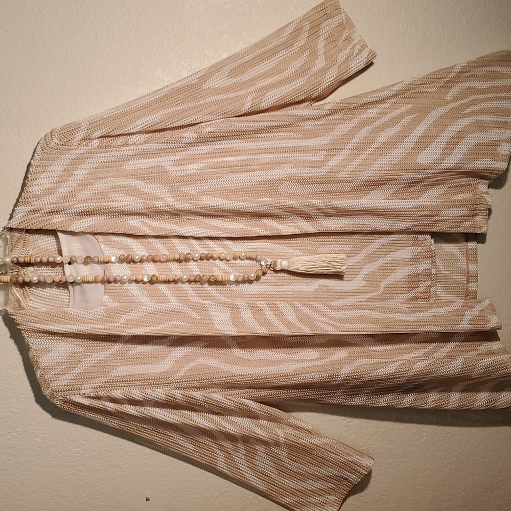🔆TRAVELERS ANIMAL PRINT WHEAT MESH OPEN FRONT JACKET  - SIZE 2 (12)